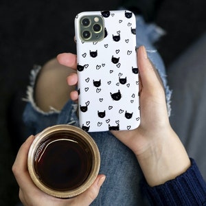 cat phone case black cat phone case gift for cat mom kitty phone case pet owner phone case gift for cat lover