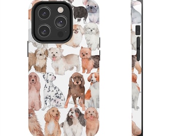 Watercolor Dog Breeds Phone Case - Glossy Animal Lover Gift