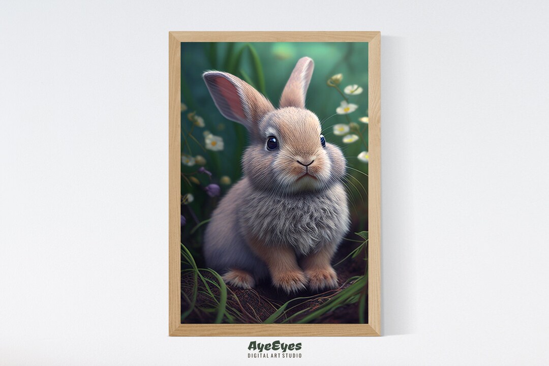 Printable Bunny Digital Art Bunny Rabbit Wall Decor Rabbit Etsy