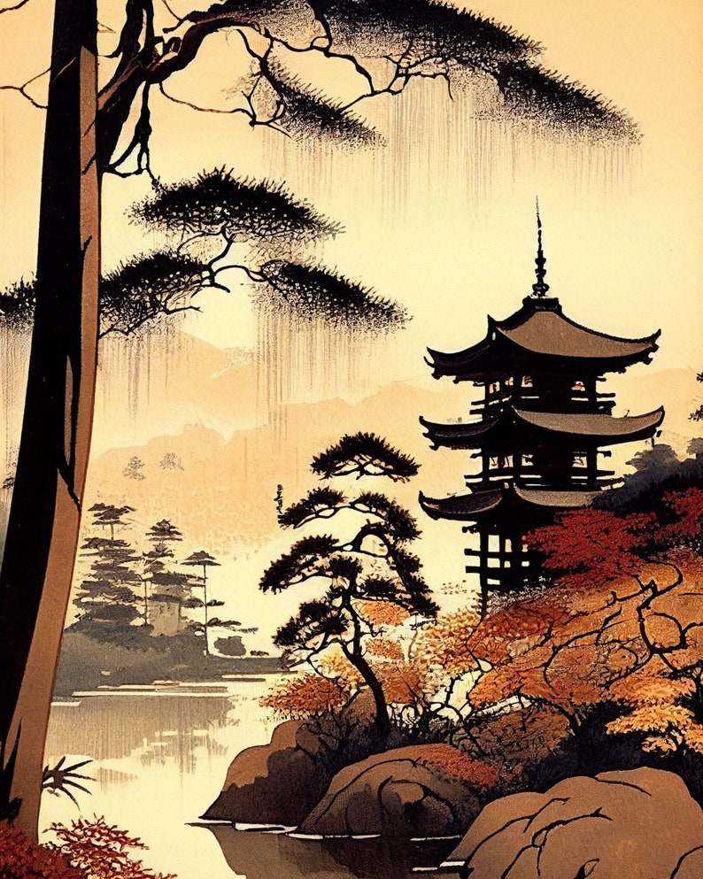 Japanese Style Art Japanese Scenery Digital Art Japanese Etsy