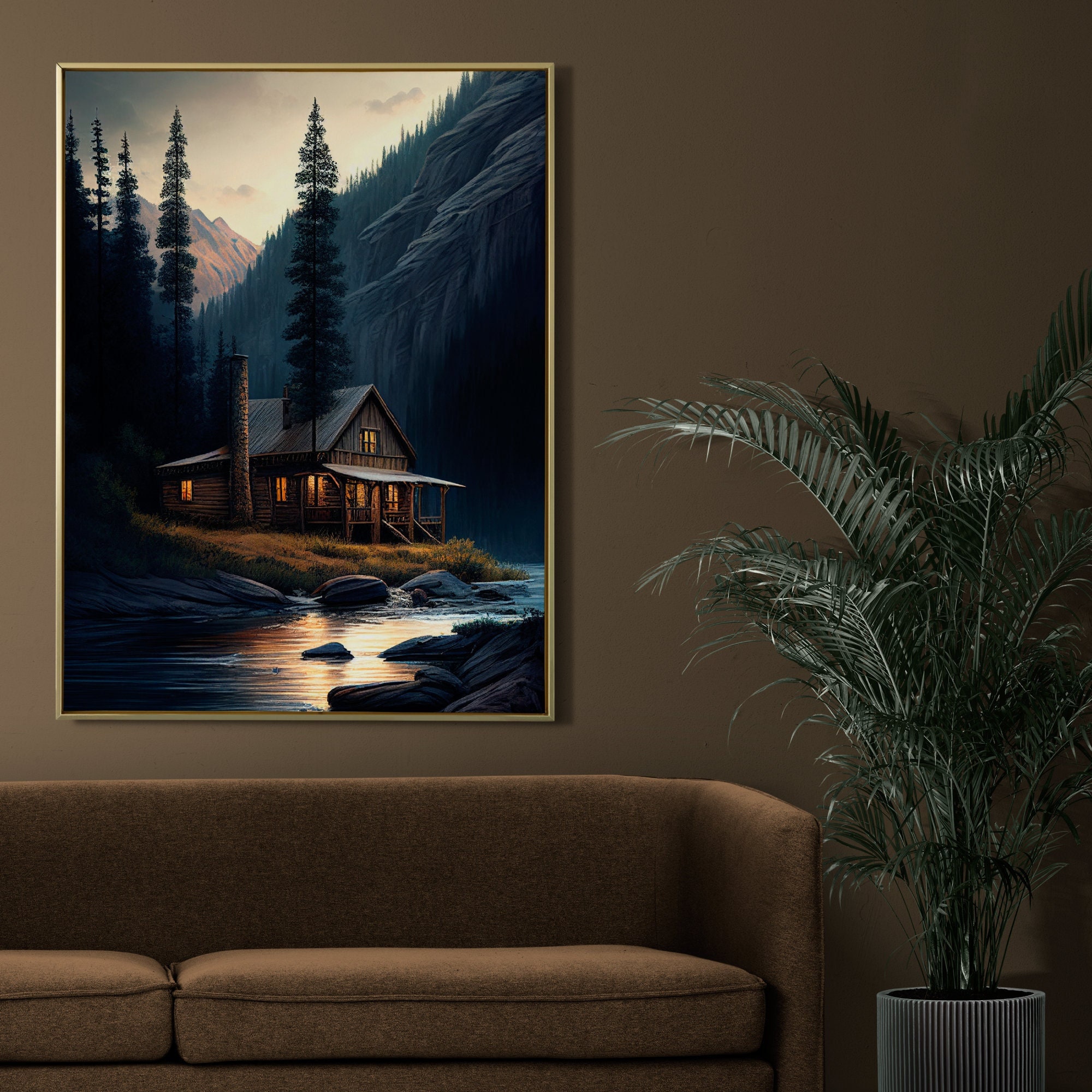 Cabin Wall Art Cabin in the Woods Digital Art Forest AI - Etsy