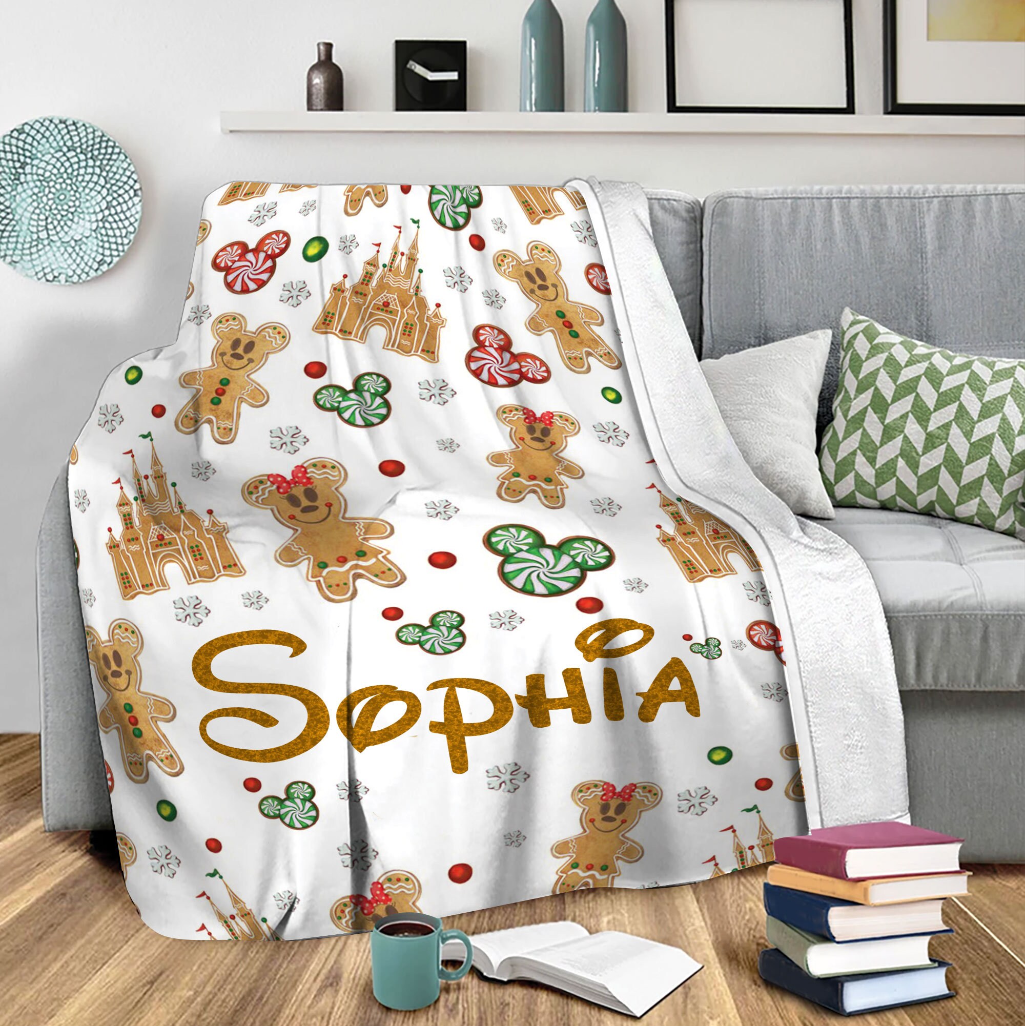 Disney Christmas Blanket, Magic Kingdom Soft Cozy Sherpa Fleece Throw