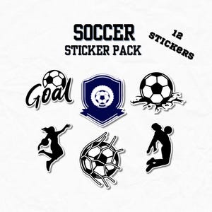 Soccer Themed Waterproof Die-Cut Stickers, Water Resistant, Laptop Decal, Water Bottle Decal, Journals, Sticker Set