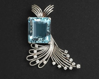 Unique sky blue topaz Gemstone brooch, premium quality and look brooch, 925 starling silver brooch, for men's Unique look, for gift.