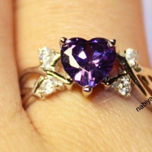 Beautiful!! Amethyst Engagement Ring, Amethyst Ring, 925 Sterling Silver Ring, Vintage Ring For Women Gold Ring, Birthstone Ring, For gift