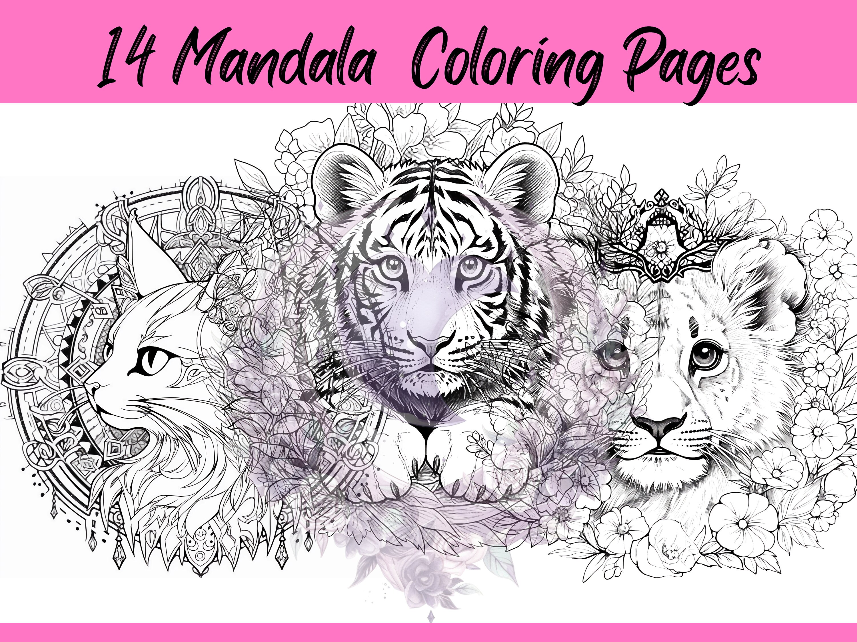14 Mandala Animal Coloring Pages Bundle for All Ages Printable Digital ...