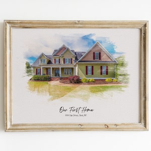 Custom House Portrait, Housewarming Gift, First Home Gift, Home Illustration, Watercolor Home Portrait, Realtor Closing Gift, Home Art