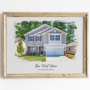 Custom House Portrait, Housewarming Gift, First Home Gift, Home Illustration, Watercolor Home Portrait, Realtor Closing Gift, Home Art