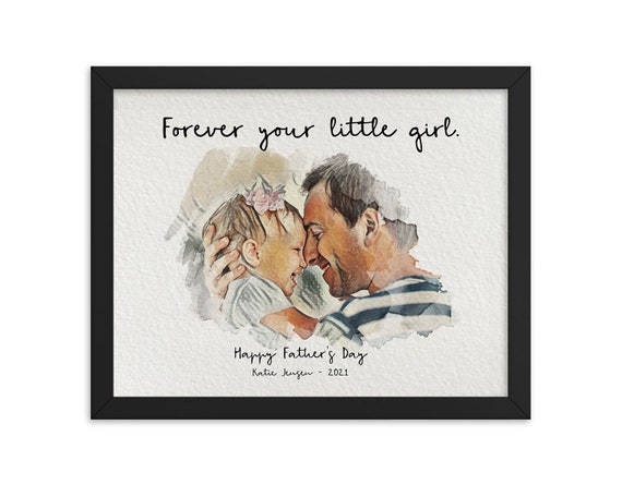 Personalised Dad Drawing, Fathers Day Present For Him From Daughter Wife, Birthday Art Gift