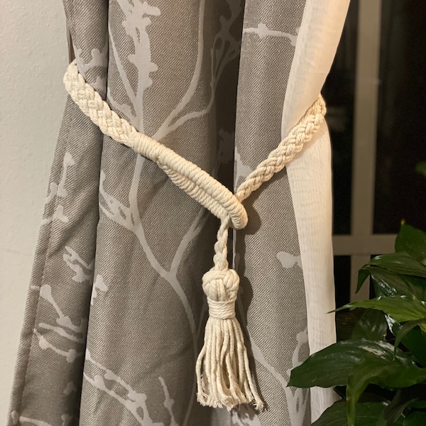 Crown Knot Tassel Macrame Weave Curtain Tie Backs Set of 2/Curtain Tieback/Braided Tieback/Gift Idea/Home Decor/Holdbacks