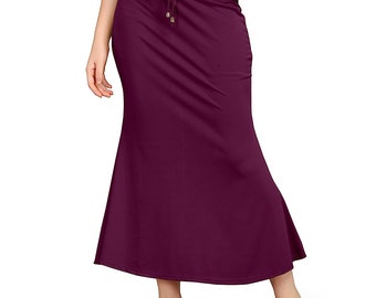 Saree Shaper for Women Readymade Petticoat Cotton Lycra Shapewear For Saree Petticoat Skirt Indian Petticoat Underskirt for Saree Wine