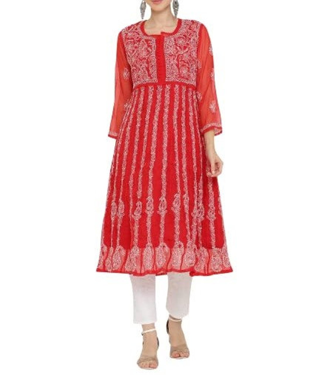 Lucknowi Anarkali Kurta With Lining Indian Women's Etsy