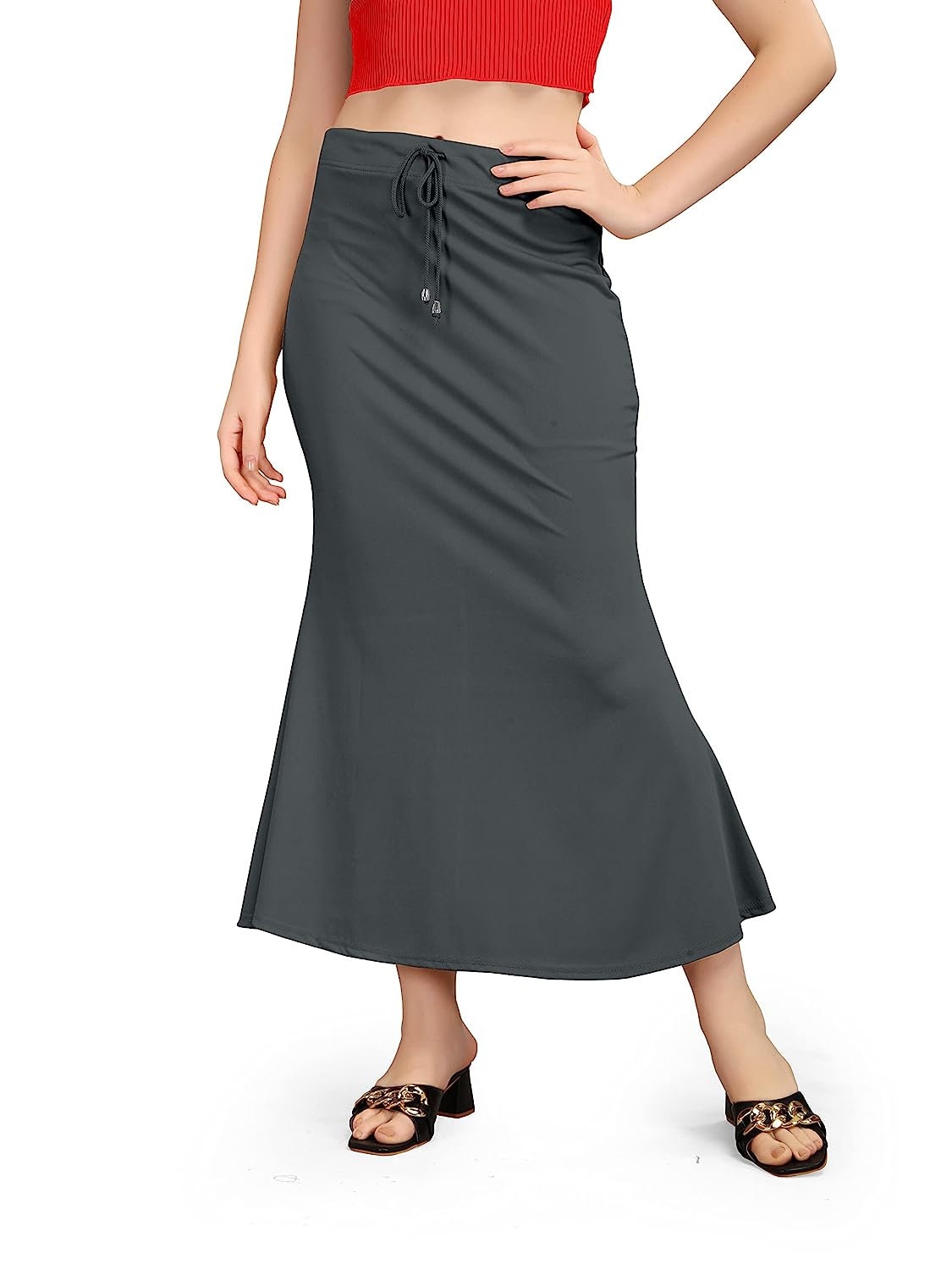 Dark Grey Color Shapewear for Saree Petticoat for Women Cotton