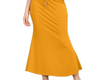 Many Color Fishcut Cotton Lycra Saree Shapewear Women Stretchable Shapewear Petticoat for Saree Indian Saree Petticoat Long Skirt