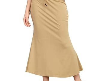 Petticoat for Women Cotton Lycra Shapewear Shape Wear Dress for Saree Indian Saree Traditional Petticoat Beige Color Shapewear for Saree