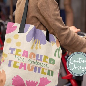 Personalized Teacher Tote Bag, Custom Teacher Stuff Bag Gift, Teacher Appreciation
