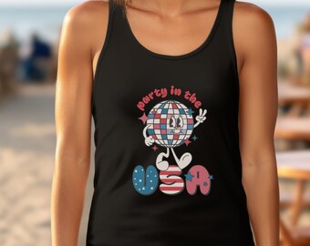 4th of July Party in the USA Tank Top, Patriotic, Graphic Tee Tank, Fourth of July, Retro America Shirt