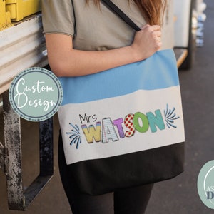 Personalized Teacher Tote Bag, Custom Teacher Stuff Bag Gift, Teacher Appreciation