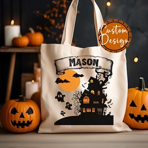 Personalized Halloween Tote Bag, Custom Trick or Treat Tote Bag ...