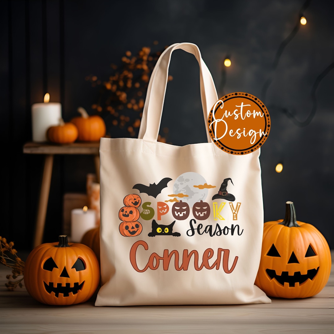 Personalized Halloween Tote Bag, Custom Trick or Treat Tote Bag ...