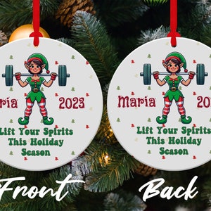 Personalized Weight Lifting Christmas Ornament: Gym Fitness Gift