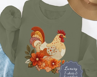 Floral Hahn Komfort Farben Tee: Bauernhof Tier Shirt