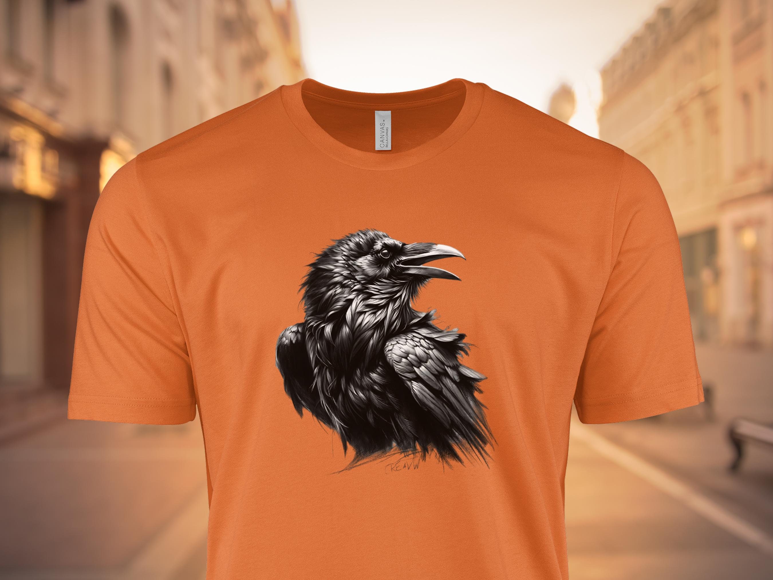 カラスのイラストグラフィックTシャツ、ゴシックバードアートTシャツ