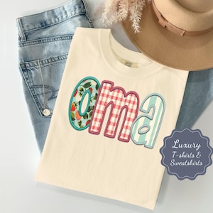 Faux Stickerei Oma T-Shirt oder Sweatshirt | T-Shirt im Vintage-Stil | Niedliches Oma Top | Lustiger Oma Druck | Muttertagsgeschenk