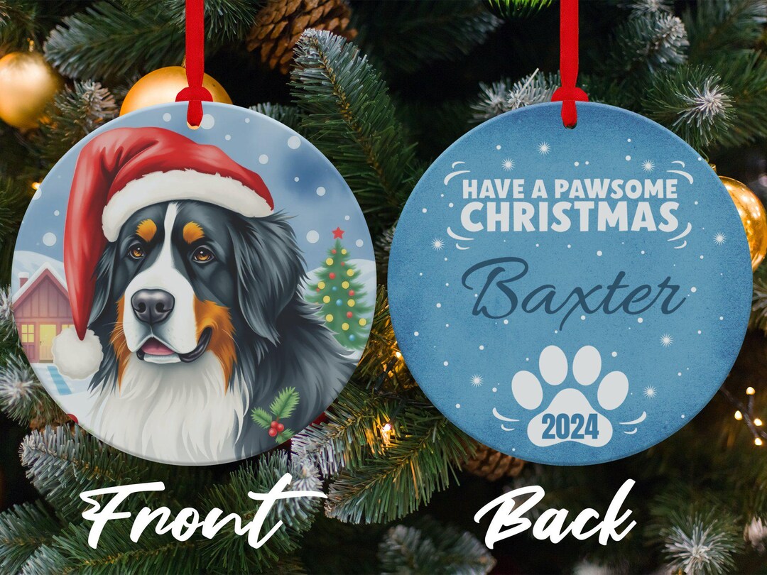 Décoration De Noël Bouvier Bernois Dans Une Maison Rouge - Ornement Personnalisé Pour Amoureux Des Chiens - Accroche Sapin