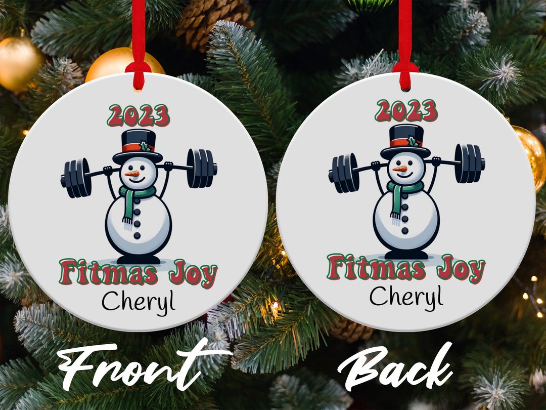 Weight Lifting Christmas Ornament, Custom Personalized Ornament, Gym