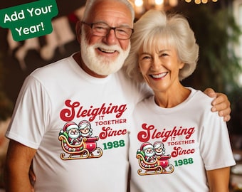 Personalized Couples Christmas T-shirt, Custom Holiday Tee, Couple Matching, His and Hers Couple Shirts, Santa and Mrs. Claus Together Since