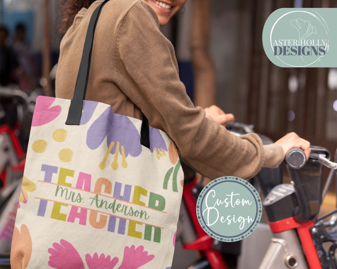 Personalized Teacher Tote Bag, Custom Teacher Stuff Bag Gift, Teacher ...