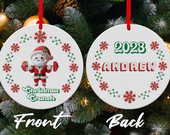 Addobbo natalizio per sollevamento pesi, addobbo personalizzato, addobbo per palestra CrossFit, culturista, powerlifting, buon Natale, fitness