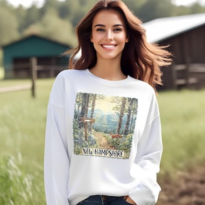 New Hampshire T-shirt or Sweatshirt, Mountain T-Shirts, Nature, Hiking, Scenery, Outdoors, Travel, Forest Landscape, Trees, State Pride
