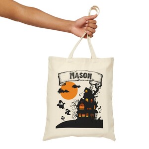 Personalized Halloween Tote Bag, Custom Trick or Treat Tote Bag ...