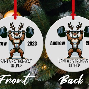 Weight Lifting Christmas Ornament: Personalized Gym Fitness Gift