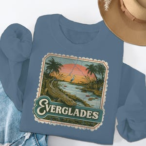 Everglades Alligator T-shirt or Sweatshirt, Comfort Colors T-shirt, Vintage Florida Design, National Park Tee, Retro Nature Lover Gift