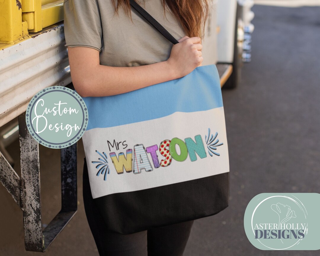 Personalized Teacher Tote Bag, Custom Teacher Stuff Bag Gift, Teacher ...