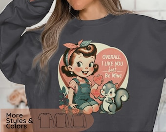 Maglietta per San Valentino, graziosa maglietta vintage con biglietto di San Valentino, maglietta o felpa a maniche lunghe, unisex e taglie forti
