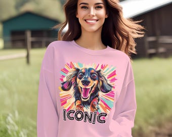 Camiseta o sudadera con el icónico arte del perro salchicha: colores cómodos