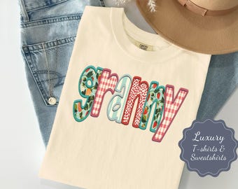 Faux Embroidery Granny T-shirt: Vintage Comfort Colors Tee
