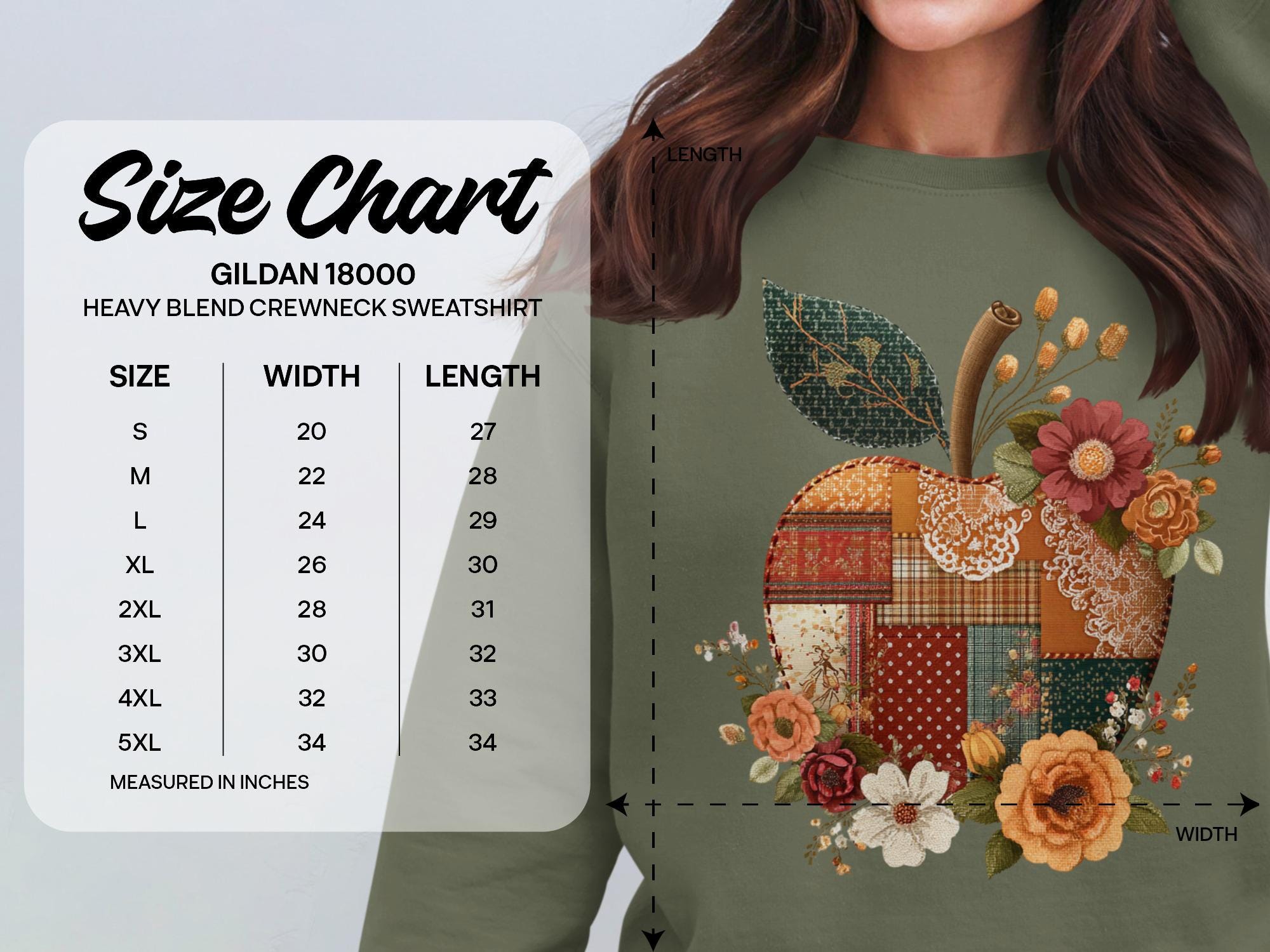 Faux Patchwork Apple T-shirt: Floral Autumn Comfort Colors Tee - Etsy