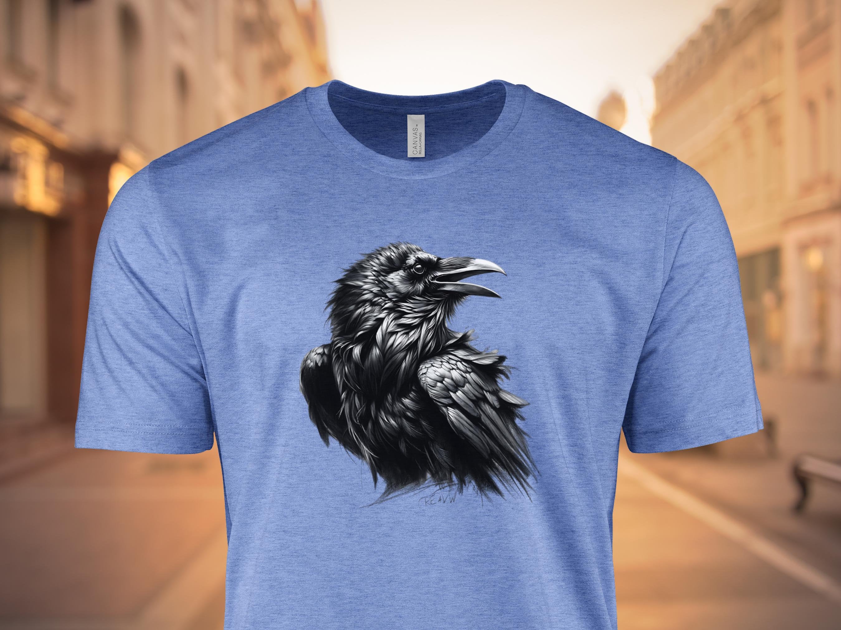 カラス　レア　北欧新品+invisibletシャツ カラスのイラストグラフィックTシャツ、ゴシックバードアートTシャツ