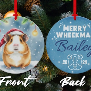 Cute Guinea Pig Christmas Ornament, Round Aluminum Ornament, Festive Holiday Decor, Christmas Tree Decoration, Unique Animal Gift