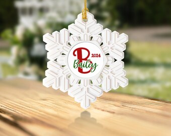 Personalized Initial Christmas Ornament 2024: Custom Family Keepsake
