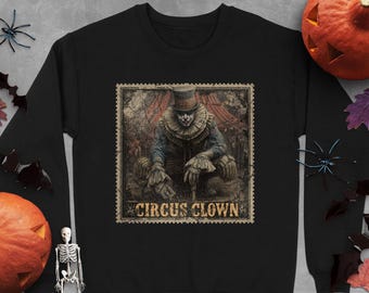 Koszulka z motywem klauna cyrkowego w stylu vintage: przerażający kostium na Halloween