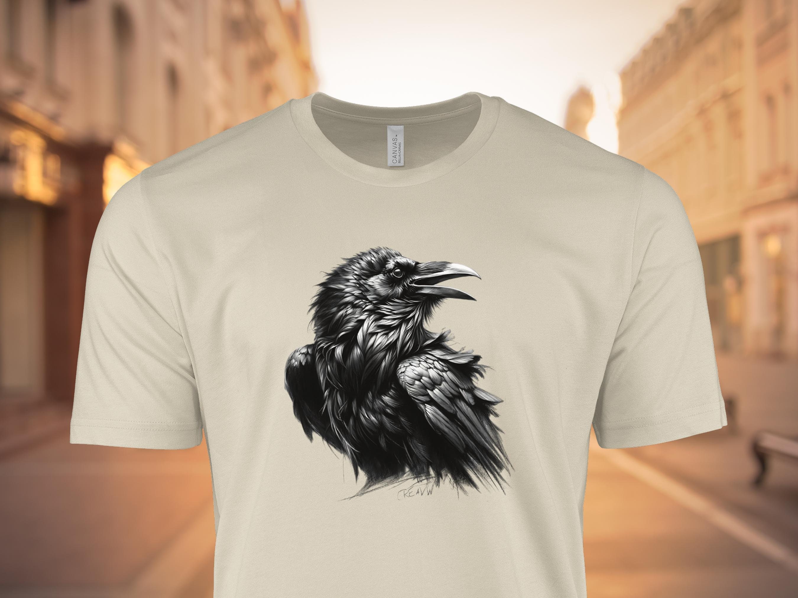 カラス　レア　北欧新品+invisibletシャツ カラスのイラストグラフィックTシャツ、ゴシックバードアートTシャツ