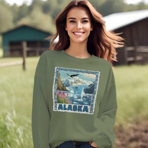 Alaska Glacier T-shirt: Vintage Stamp Eagle Design