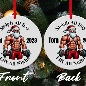 Weight Lifting Christmas Ornament: Personalized Gym Fitness Gift