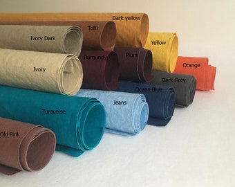 Washable Kraft Paper fabric 72x48cm sheets, Eco Vegan leather alternative /28,3"x18,9"/  MINIMAL ORDER 2 PCS ( you can mix colors or sizes)
